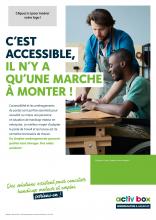 C’EST ACCESSIBLE, IL N’Y A QU’UNE MARCHE À MONTER ! L’accessibilité et les aménagements de postes sont parfois essentiels pour accueillir au mieux une personne en situation de handicap moteur en entreprise. Le meilleur moyen d’adapter le poste de travail et les locaux est de connaître les besoins de chacun. De simples aménagements peuvent parfois tout changer. Des aides existent !