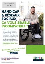 HANDICAP & RÉSEAUX SOCIAUX, ÇA VOUS SEMBLE INCOMPATIBLE ? De plus en plus de personnes parlent librement de leur handicap et de ce qu’il implique dans leur quotidien, sur les réseaux sociaux. Que ce soit avec émotions ou avec humour, ces nouvelles stars des réseaux sociaux font le buzz et il est impossible de passer à côté ! Vous avez envie d’entendre parler du handicap en toute légèreté ? Suivez-les ! Mariechachaa / Rorolecostaud / Arthur Baucheron / Douchka Volaric et bien d’autres encore.