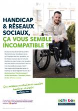 HANDICAP & RÉSEAUX SOCIAUX, ÇA VOUS SEMBLE INCOMPATIBLE ? De plus en plus de personnes parlent librement de leur handicap et de ce qu’il implique dans leur quotidien, sur les réseaux sociaux. Que ce soit avec émotions ou avec humour, ces nouvelles stars des réseaux sociaux font le buzz et il est impossible de passer à côté ! Vous avez envie d’entendre parler du handicap en toute légèreté ? Suivez-les ! Mariechachaa / Rorolecostaud / Arthur Baucheron / Douchka Volaric et bien d’autres encore.