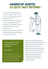 Visuel de la première page du dépliant Quizz Handicap auditif ce qu'il faut retenir